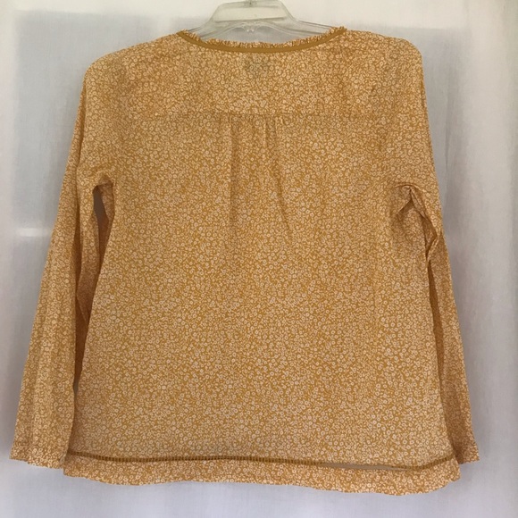 Talbots Mustard Yellow Long Sleeve Mini Floral Print Cotton Peasant Blouse M - Picture 2 of 5
